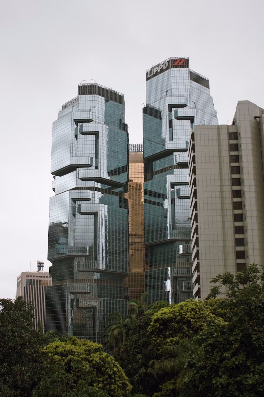 Hong Kong business district office towers